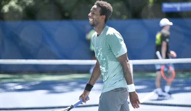Gaël Monfils practices on the Sunday before the start of play at the Mubadala Citi DC Open at the Rock Creek Tennis Center in Washington D.C., July 30, 2023. (Photo by All Pro Reels/Billy Sabatini)