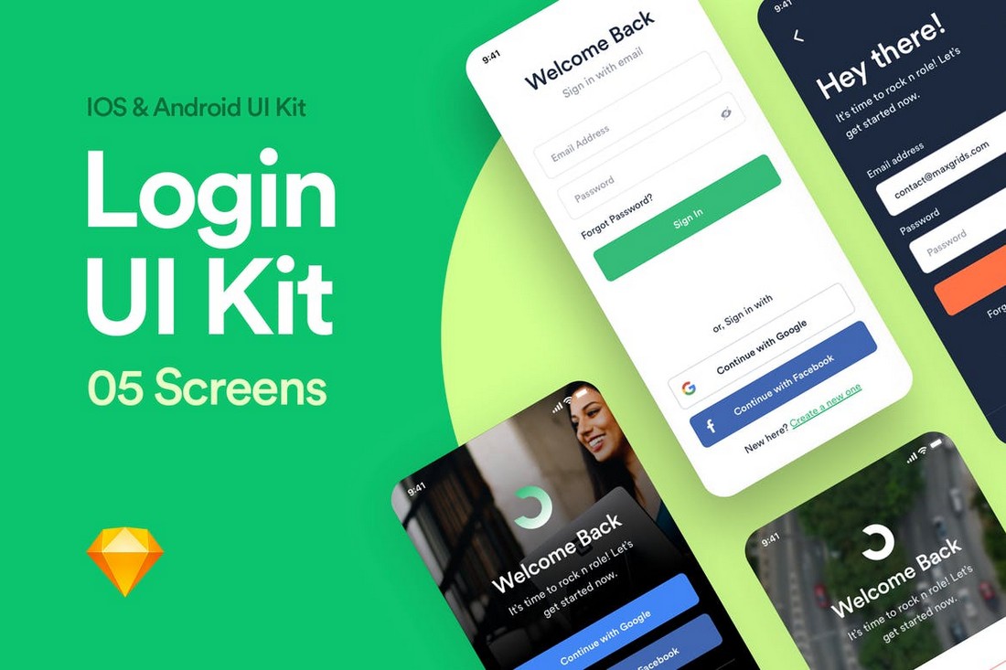 App Login UI Kit Sketch Templates