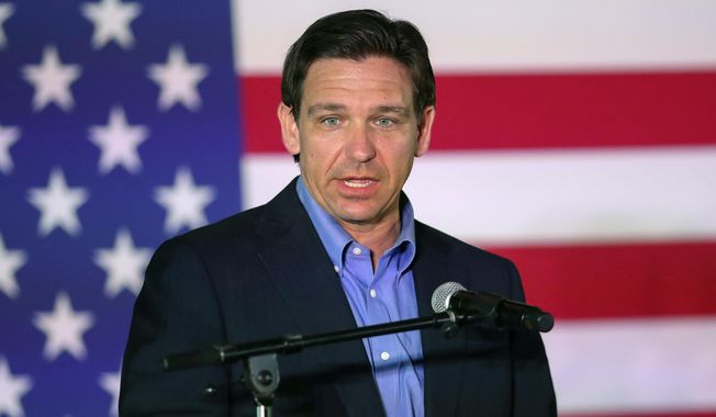 FILE - Republican presidential candidate Florida Gov. Ron DeSantis, speaks during a campaign event, June 2, 2023, in Lexington, S.C. At the Faith &amp; Freedom Coalition’s annual conference in Washington, former President Donald Trump will give the keynote address Saturday night. Many of his Republican rivals are set to speak Friday, including Florida Gov. Ron DeSantis, former Vice President Mike Pence, Sen. Tim Scott and former New Jersey Gov. Chris Christie. (AP Photo/Artie Walker Jr., File)