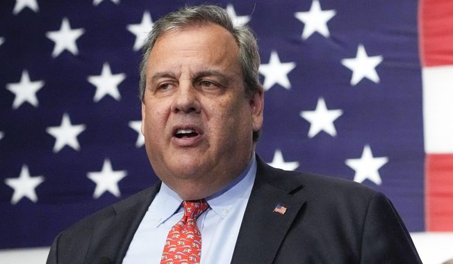 Republican presidential candidate and former New Jersey Gov. Chris Christie speaks during a gathering in Manchester, N.H., on June 6, 2023. (AP Photo/Charles Krupa) **FILE**