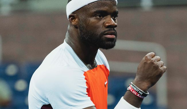 Hyattsville, Md., native Frances Tiafoe celebrates winning a point at the 2022 U.S. Open in New York, N.Y. (Photo by Rob Banez/All-Pro Reels)
